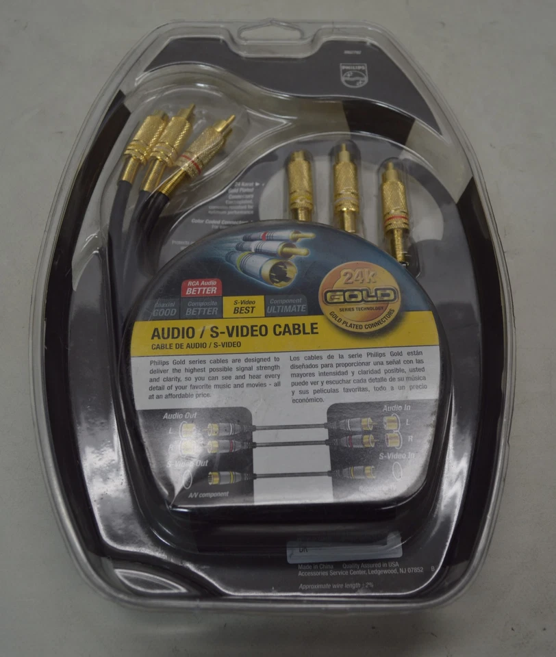 Cable Phillips de audio estéreo de 6 pies + S-Video conectores chapados en oro de 24K Foto 3 de 4