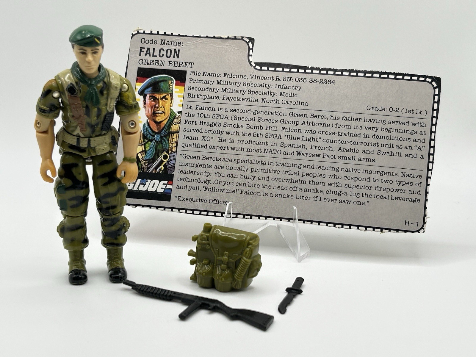 FALCON V1 G.I. Joe ARAH 1987 Hasbro Vintage Action Figure NEAR COMPLETE
