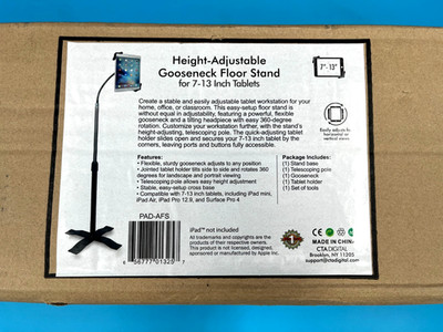 *NEW CTA Height Adjustable Gooseneck Floor Stand For 7-13'' Tablets FREE SHPPING*