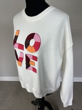 NEW PINCH Size XL 54" Pullover Sweater Dimensional LOVE Pink Orange Brown White