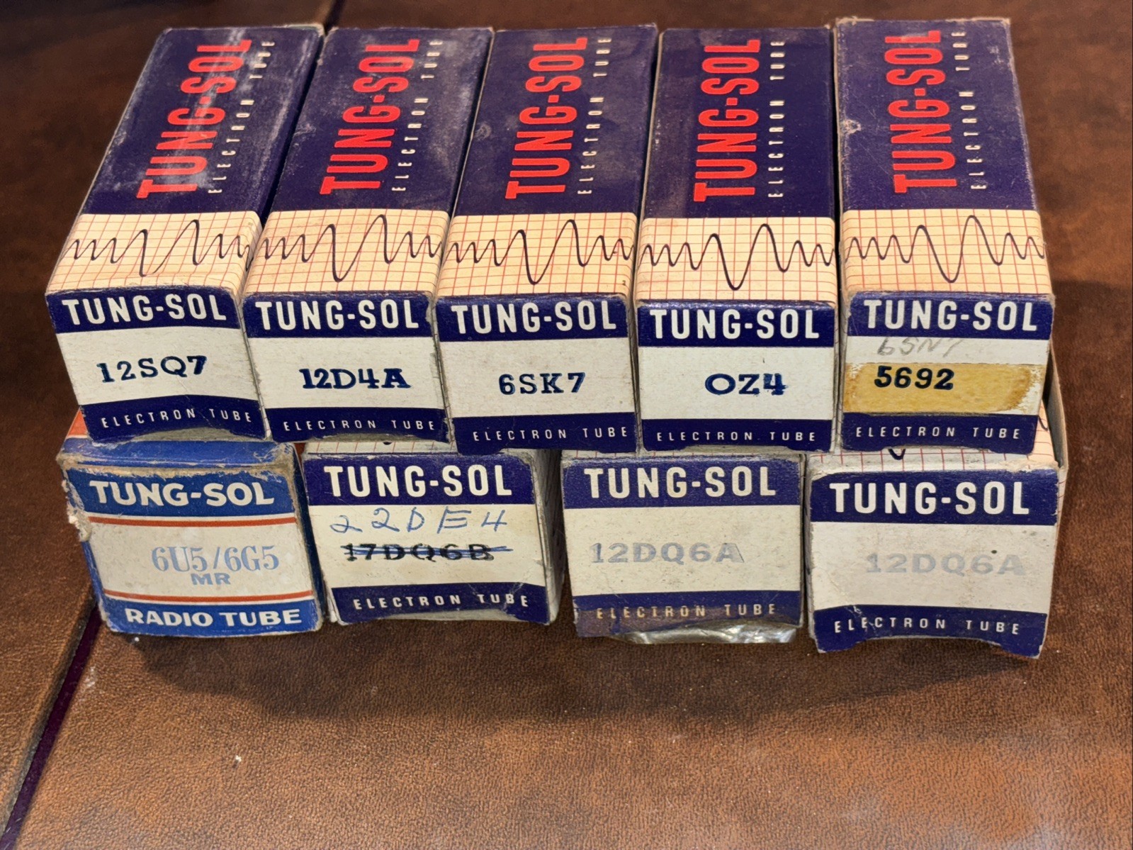 NOB -  Mixed Lot Of 9 - “Tung-Sol” Vacuum Electron Tubes Radio Amplifier Lot