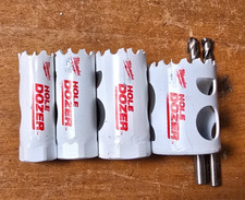 Milwaukee Hole Dozer Hole Saw Set with Pilot Drill Bits Used Lot of 4