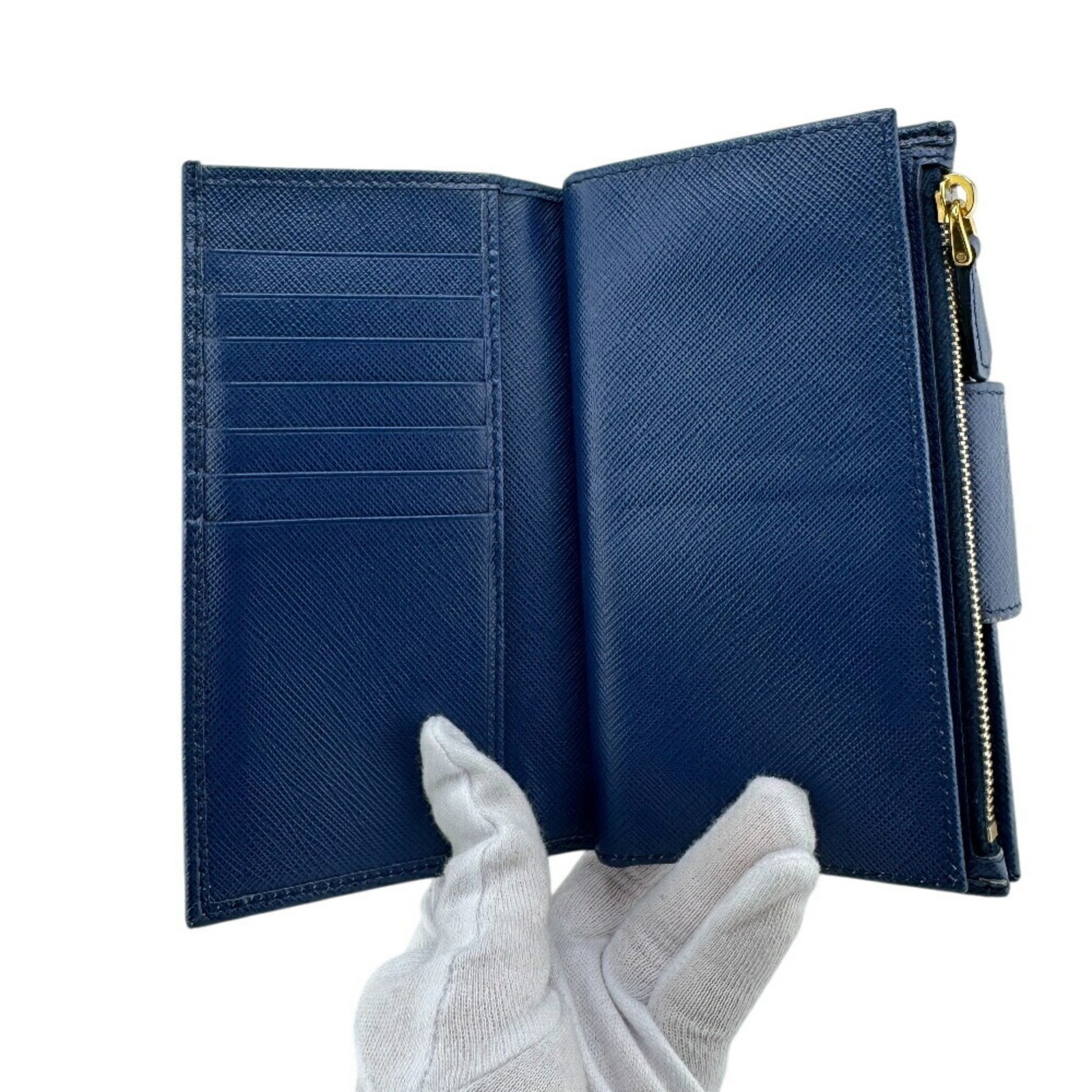 PRADA 1ML005 Flap Saffiano Bifold Wallet, Blue, Women's GZl1f7vs thumbnail 8