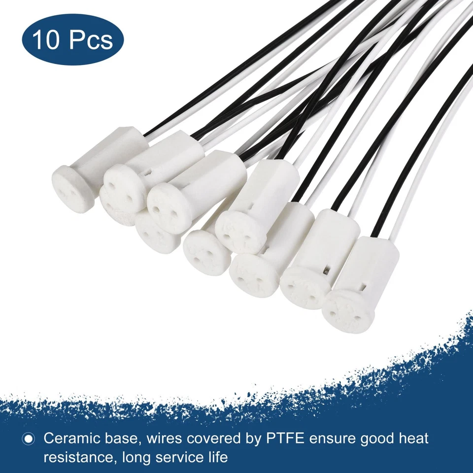 G4 Bulb Socket 12-30V 50cm Long LED Lamp Base Holder Ceramics White 10pcs - Image 4 of 4