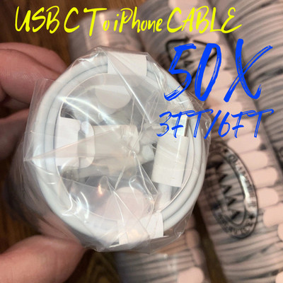 50X Lot USB Type-C Cord For iPhone 14 13 12 11 Pro MAX 20W Fast Charger PD Cable