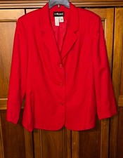 Sag Harbor Red 100 Wool Blazer Jacket Lined, Pockets Three Button Women sz 18 W