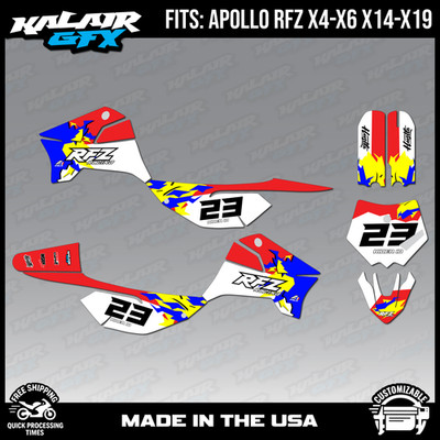 Graphics Kit for  Apollo RFZ X4 X5 X6, X14 to X19  Throwback - RED