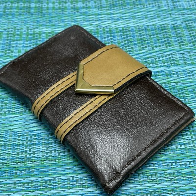Vintage Gateway Key Case Holder Brown Leather? Faux? w Stripe Holds 6 Keys