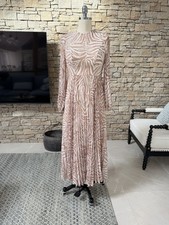 Zimmermann Sunray Beige/White Zebra Animal Print Maxi Dress, Long Sleeve, size 1