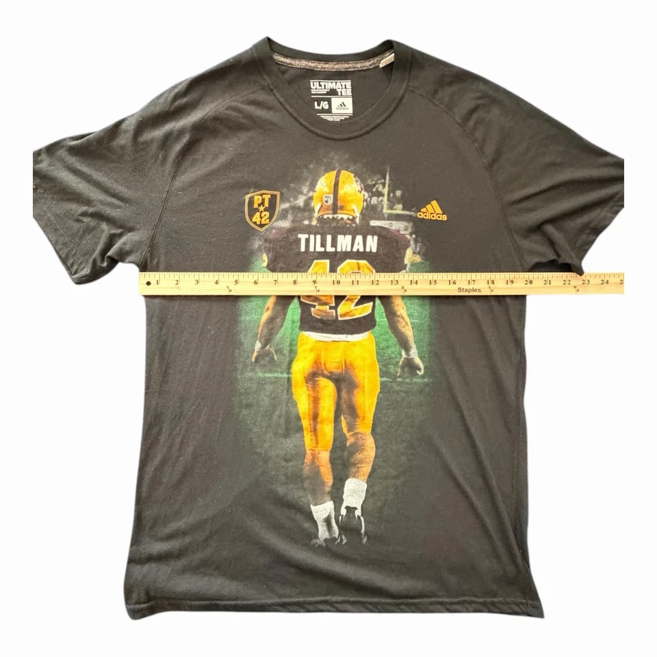 Adidas Pat Tillman PT42 Camiseta Hombre Grande Negra Arizona State Sun Devils NCAA Foto 4 de 4