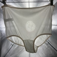 Vtg Sears Sz 5 Panty Nylon w/ Cotton Gusset White Beige Shiny Sissy Granny Sheer