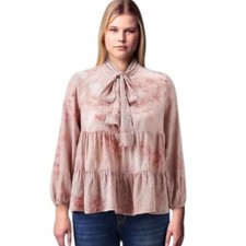 Simply Vera Wang Pink Blouse Size XL Women Reisanance Cottagecore Romantic