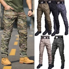 Durable Tactical Mens Cargo Pants Waterproof Work Outdoor Combat Trousers Pants