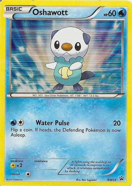 Heavily Played Oshawott - BW03 - BW Black Star Promos Pokemon BW Promos