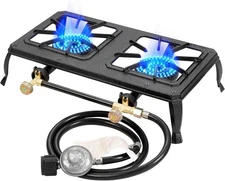 Vivicreate Cast Iron Propane Gas Stove Double Burner Heavy Duty Portable Removab