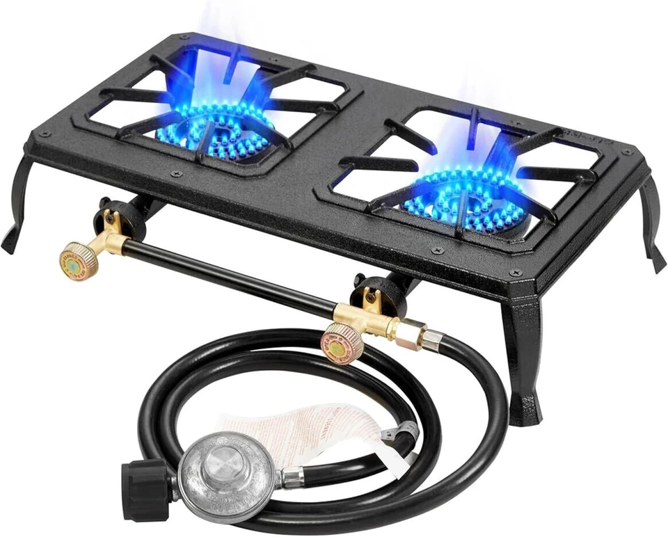 BRANDED Vivicreate Cast Iron Propane Gas Stove Double Burner Heavy Duty Portable Removab