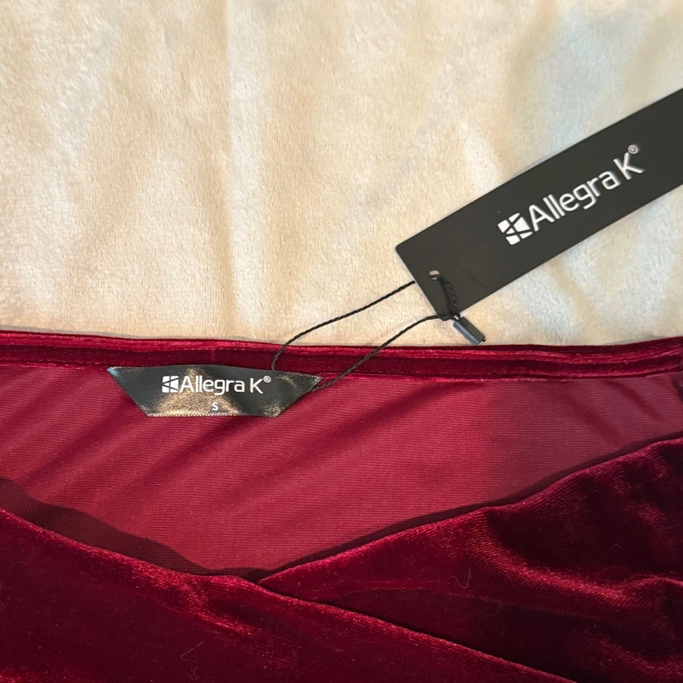 Top para mujer Allegra K terciopelo Y2K años 90’s manga larga fuera del hombro vacaciones talla S Foto 3 de 4