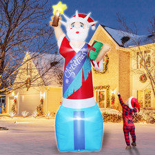 8FT H Giant Animated Christmas Inflatable Santa Claus, Blow up Christmas Santa w