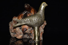 Rare Chinese Retro Bronze Bird Cane Walking Stick Head Handle Accessories