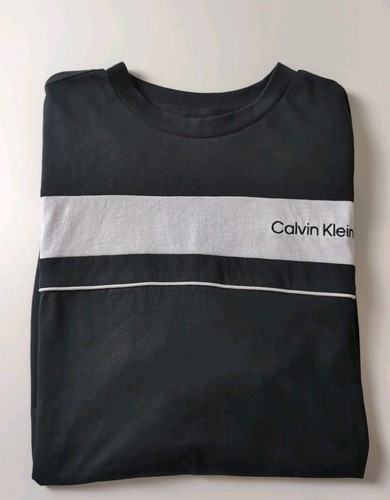 Mens Calvin Klein Black And White Shirt, Short Sleeve, Size Medium - Picture 8 of 8