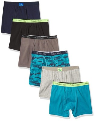 Calvin Klein Boys Cotton Strech Boxer Briefs, 6 Pack, Large