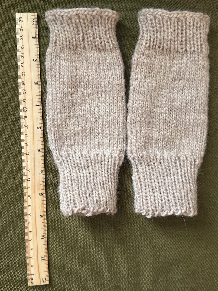 Calentadores de manos tejidos a mano 100 % lana guantes sin dedos color latte liso calentadores de manos Foto 4 de 4