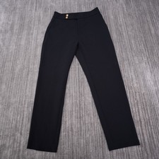 INC International Concepts Trousers Womens 6 Black Exc Gold Button Straight Leg