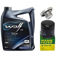 MotoröL Filter Set Wolf 5W40 5 Liter + ÖLablassschraube FüR Opel Astra H Meriva