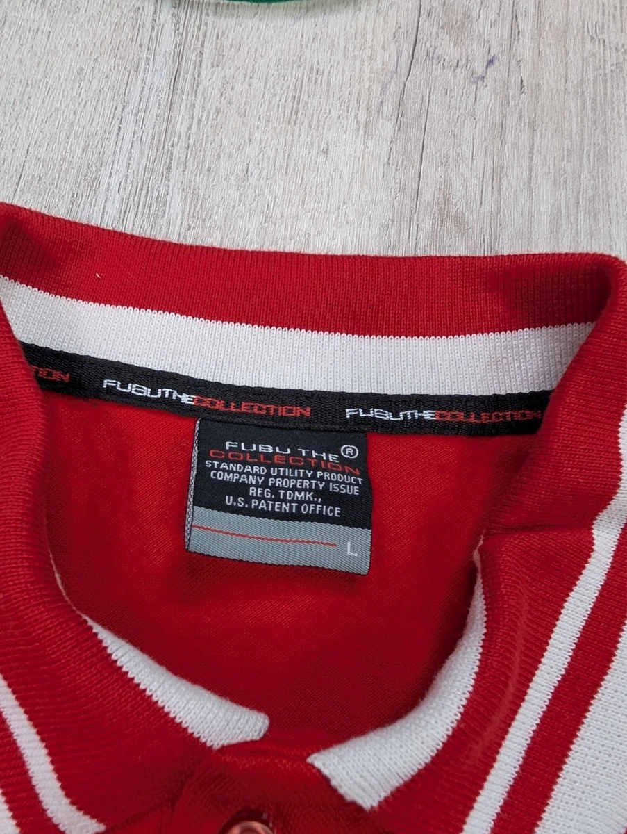 FUBU The Collection Mens Polo Shirt Large Red Y2K Streetwear Embroidered Logo