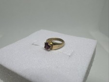 14k Gold Baby Ring Pendant Charm CZ Purple Stone February Birthstone 0.55g