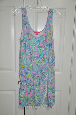 Lilly Pulitzer Faux Wrap Skort Romper with Tassel Trim Size Medium