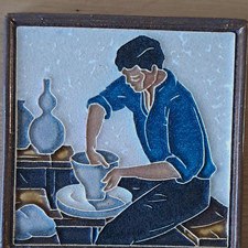 Vintage Royal Delft Cloisonne Fliese "The Potter" - Top Zustand