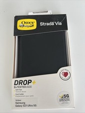 Image of OtterBox Samsung Galaxy S21 Ultra 5G Strada Via Flip Folio Cover Black