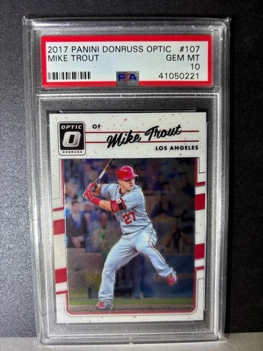2017 PANINI DONRUSS OPTIC BASEBALL CARD #107 MIKE TROUT PSA 10 GEM MINT ANGELS