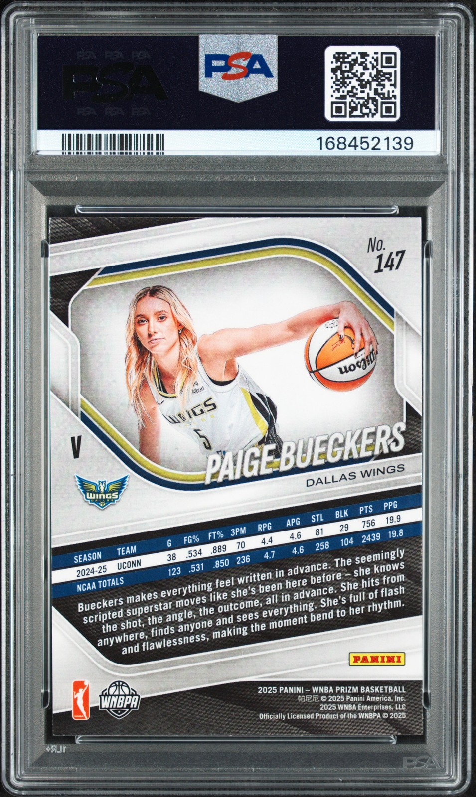 2025 PANINI PRIZM WNBA #147 PAIGE BUECKERS ROOKIE RC PSA 9 view 2
