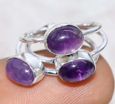 925 Silver Plated Natural Amethyst Ring US 5.5 New Arrival GW