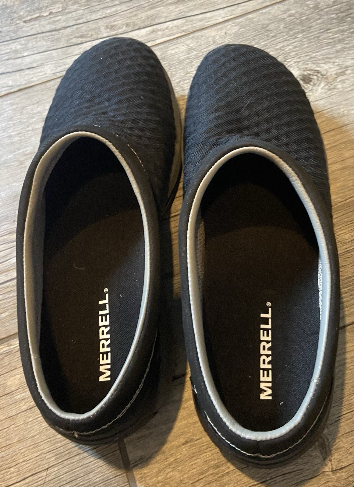 Merrell zoccoli neri in rete slip on donna taglia 9 uomo taglia 8