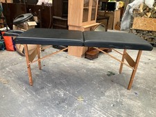 Vintage Retro Style Black Faux Leather Wooden Frame Folding Massage Beauty Table