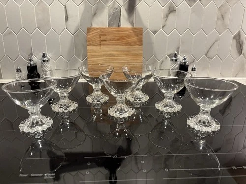 VTG Anchor Hocking Boopie-Berwick glass sherbet or champagne coupes, Set Of 7