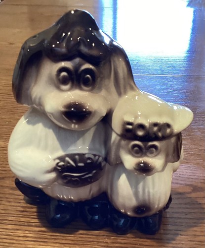 Vintage Galpin Ford Dog Coin Bank Promo Premium  7" Brown Ceramic Sheepdog 1950s