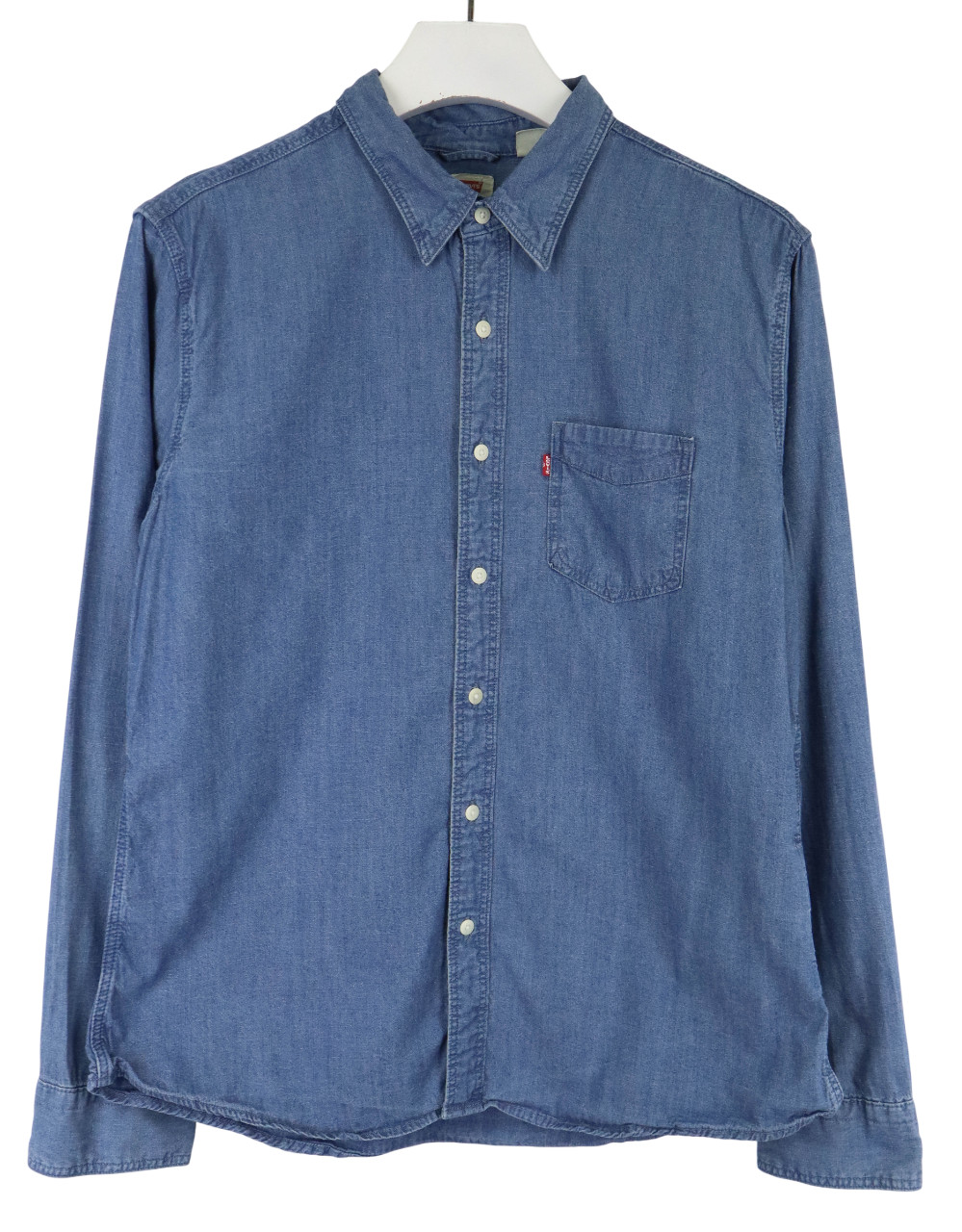 Levi's Slim Shirt Herren Groß Denim Gespreizter Kragen Taschen Blau Logo