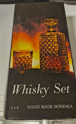 Whisky Whiskey Gläser und Karaffe Made Hand  Bohemia Set