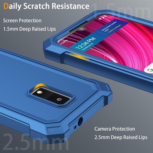 for BLU View 4 Phone Case with Tempered Glass Screen Protector,Slim Soft Blue - Photo 2 sur 7