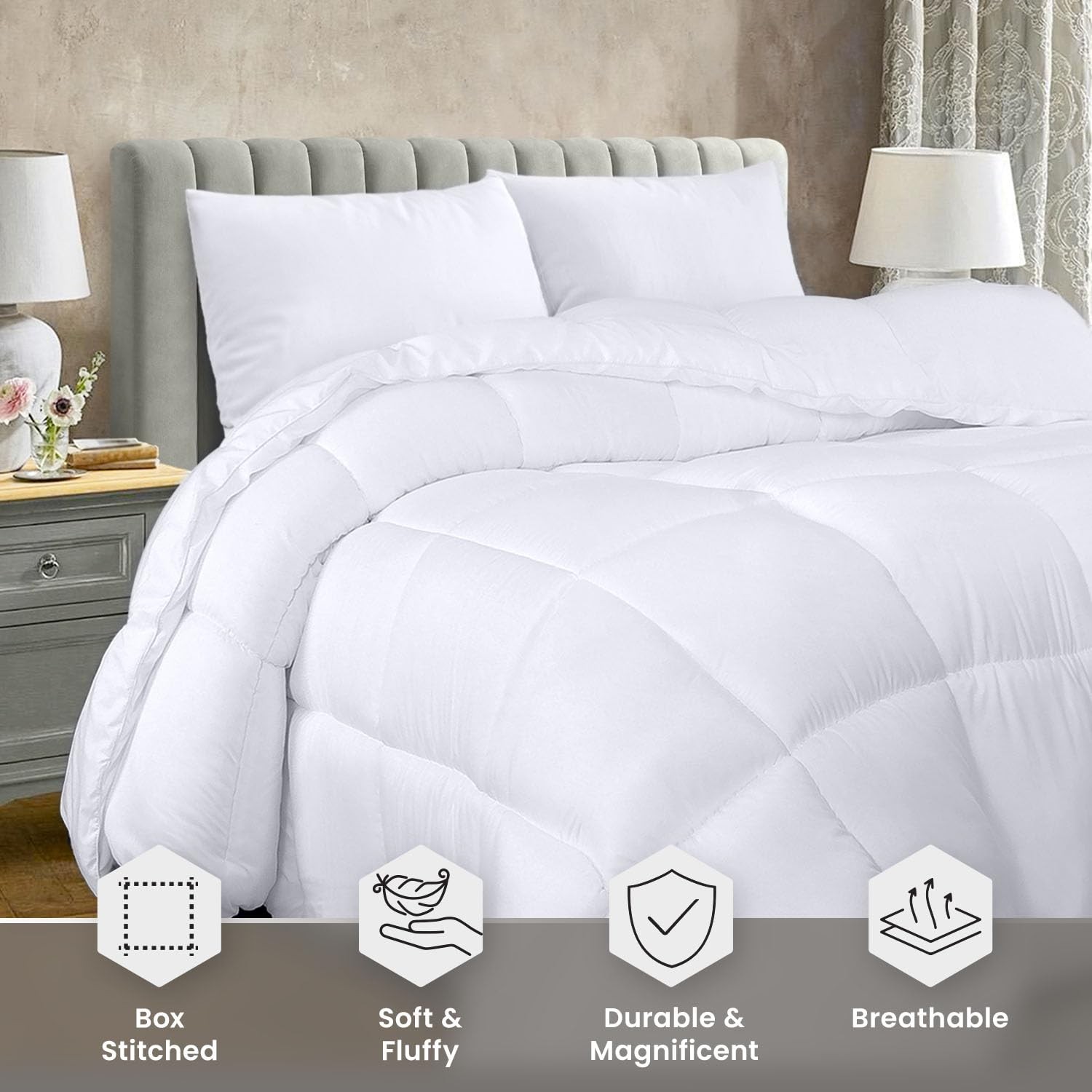 Utopia Bedding Comforter Duvet Insert, Quilted Comforter with Corner Tabs, Box