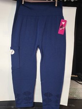 Women's Plus Size Leggings CRUSH - Capri High Waist Navy BLUE SZ 2X/3X NWT