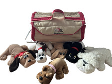 TONKA Lot 6 Pound Puppies carrier Brown Black 8" Plush Newborns Puppy Dogs F01