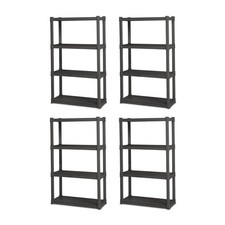 Storage Rack 4 Shelf Heavy Duty Plastic Shelving Unit Sterilite 01643V01 4-Pack