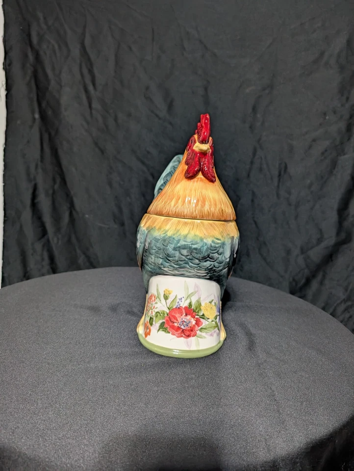 Tarro de galletas 3D de gallo floral internacional certificado por la artista Susan Winget. Foto 3 de 4