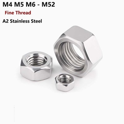 Sechskantmutter Feingewinde DIN 934 Edelstahl A2 M4 M5 M6 M8 M10 M12 -M52 Mutter