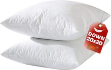 20x20 Down Feather Pillow Inserts Set of 2, 100 Organic Cotton Bedding Throw Pi